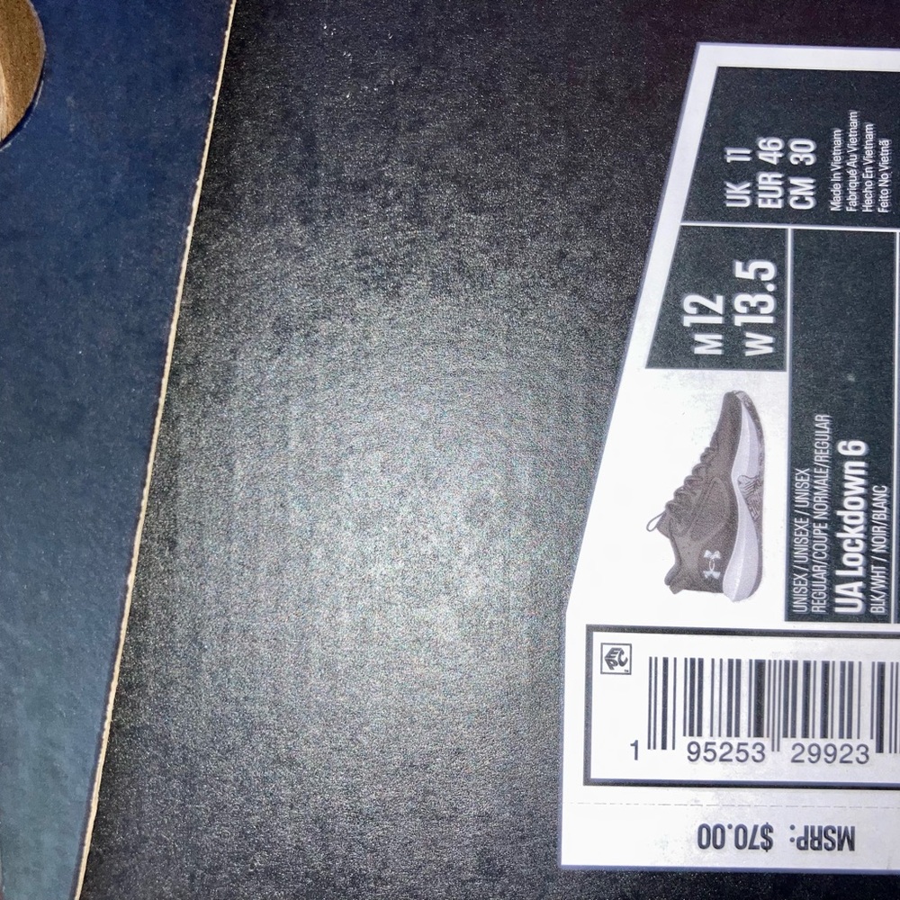 Under Armour UA Lockdown 6 BLK/WHT/NOIR SIZE 12 BEST OFFER